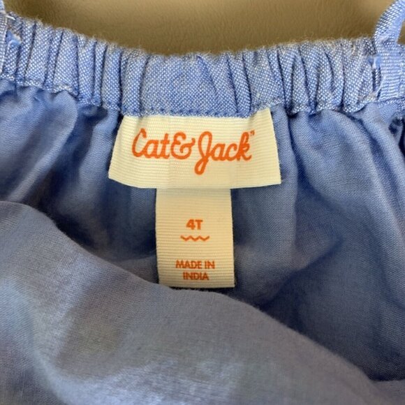 Cat & Jack Sleeveless Embroidered Chambray Tank Top Tassel Blue Pink Girls 4T - Picture 2 of 10